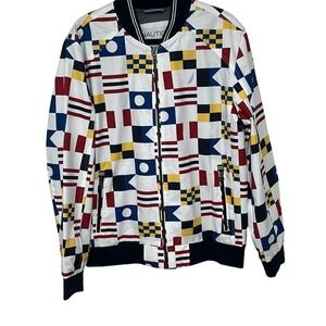 NWOT Nautica Mens Multicolor Water Wind Resistant Stretch Bomber Jacket Large